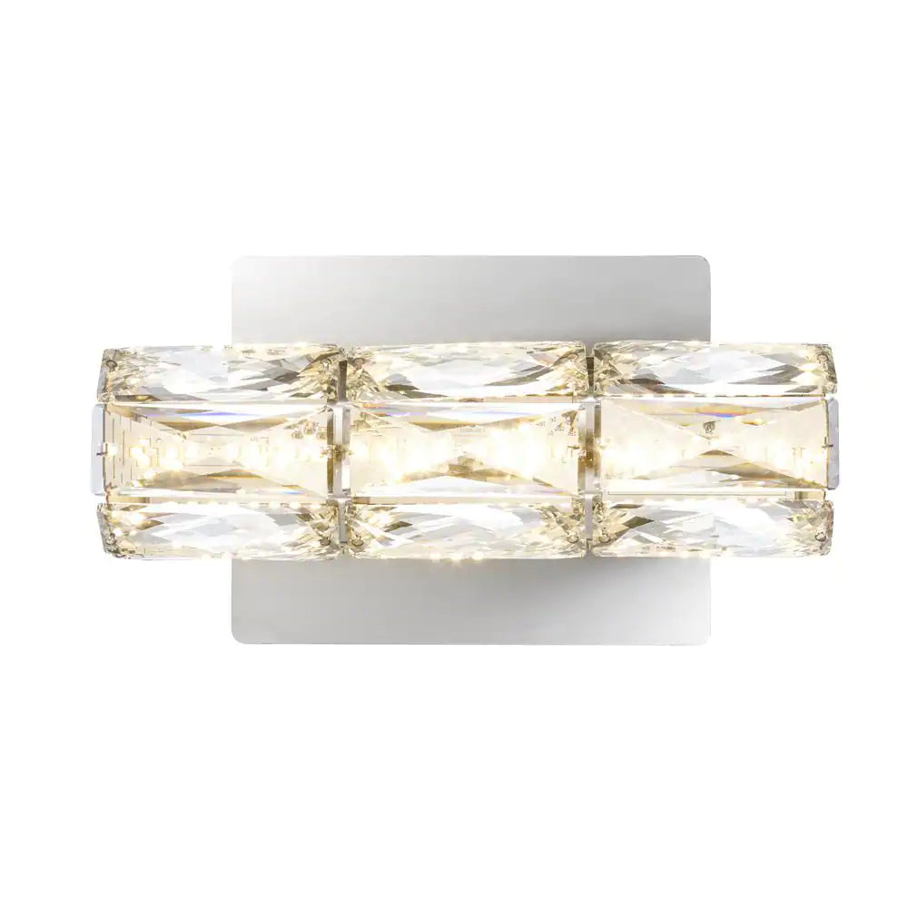 Home Decorators Collection Keighley Chrome Integrated LED Crystal Wall Sconce Light Fixture