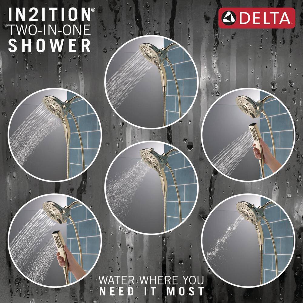Delta In2ition 5-Spray Patterns 2.5 GPM 6.25 in. Wall Mount Dual Shower Heads in Lumicoat Polished Nickel