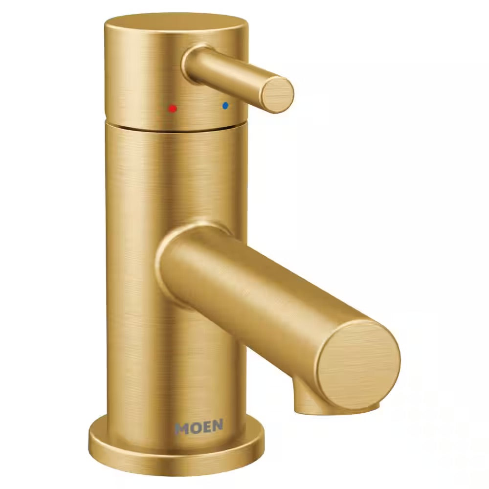MOEN Align Single Hole Single-Handle Low-Arc Bathroom Faucet in Brushed Gold