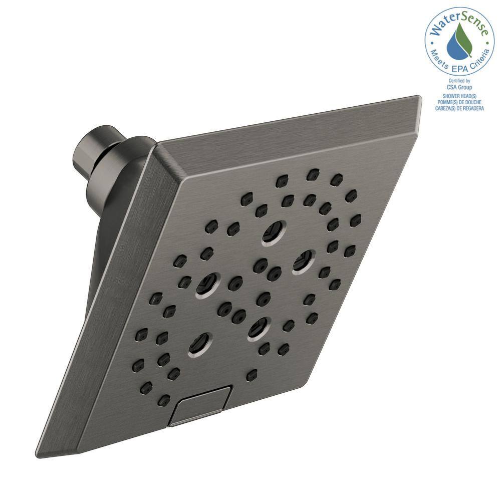 Delta 5-Spray Patterns 1.75 GPM 5.81 in. Wall Mount Fixed Shower Head with H2Okinetic in Lumicoat Black Stainless