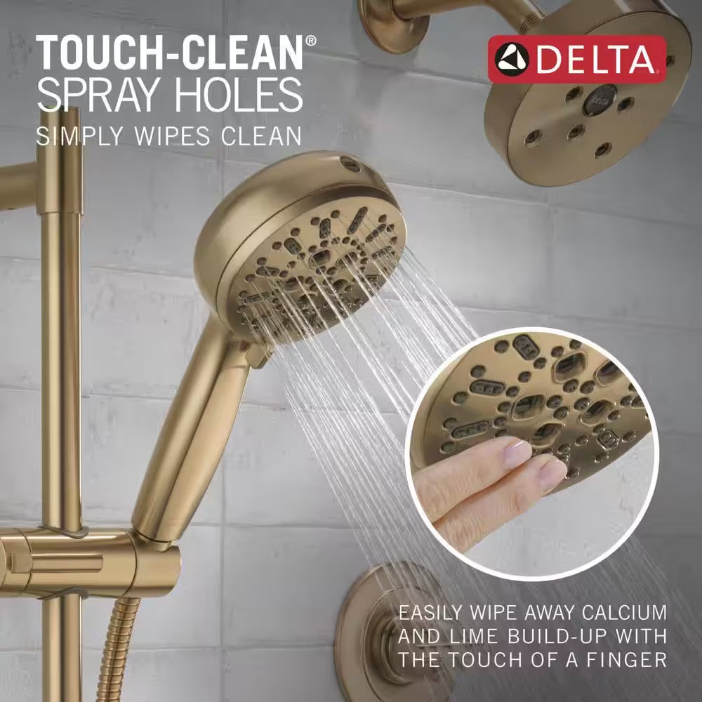 Delta 7-Spray Patterns 4.5 in. Wall Mount Handheld Shower Head 1.75 GPM with Slide Bar and Cleaning Spray in Champagne Bronze