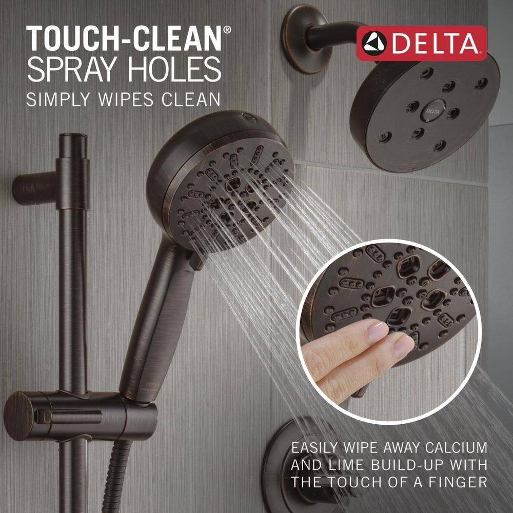 Delta 7-Spray Patterns 4.5 in. Wall Mount Handheld Shower Head 1.75 GPM with Slide Bar and Cleaning Spray in Venetian Bronze
