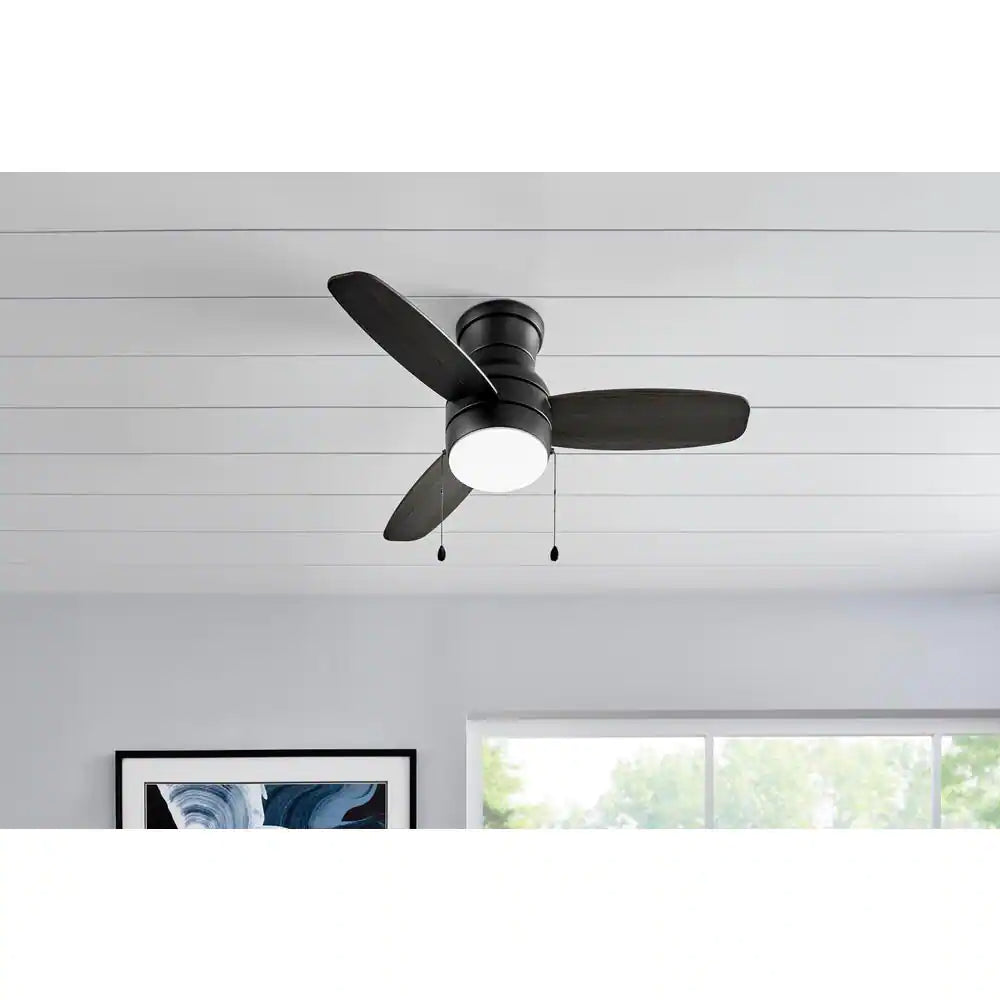 Home Decorators Collection Ashby Park 44 in. White Color Changing Integrated LED Matte Black Ceiling Fan with Light Kit and 3 Reversible Blades