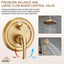 CASAINC 3-Spray Patterns 8.3 in. Wall Mount Shower Faucet Set Dual Shower Heads in Brushed Gold, (Rough in Valve Included)