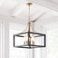 Hampton Bay Boswell Quarter 20 in. 5-Light Vintage Brass Farmhouse Square Chandelier with Painted Black Distressed Wood Accents