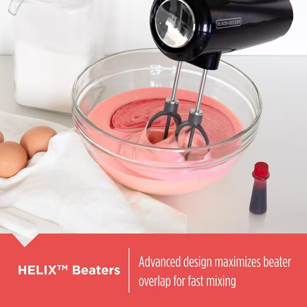 BLACK+DECKER Helix Performance 5-Speed Black Hand Mixer