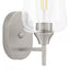 Hampton Bay Pavlen 5.5 in. 1-Light Brushed Nickel Sconce with Clear Glass Shade