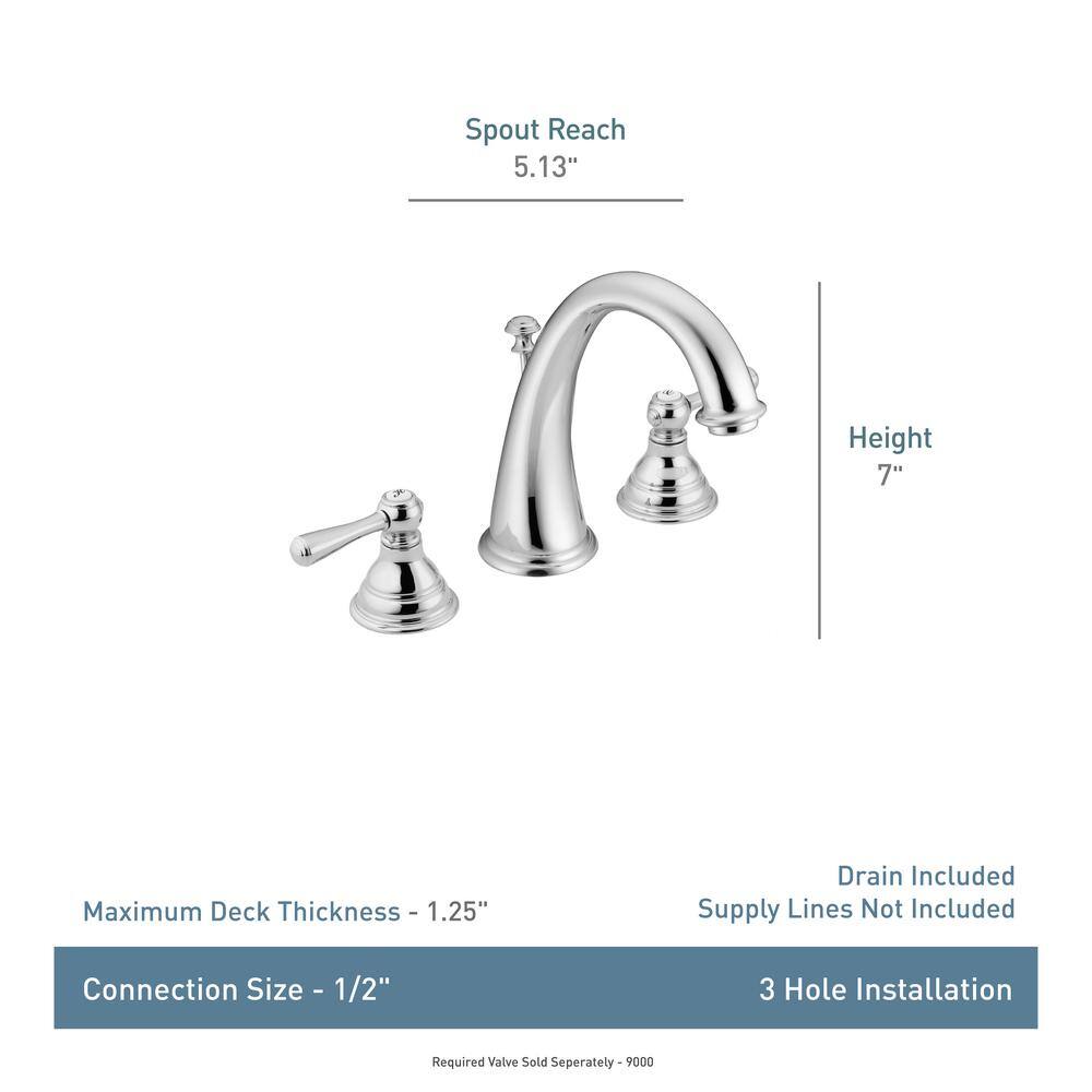 MOEN Kingsley 8 in. Widespread 2-Handle High-Arc Bathroom Faucet Trim Kit in Chrome (Valve Not Included)