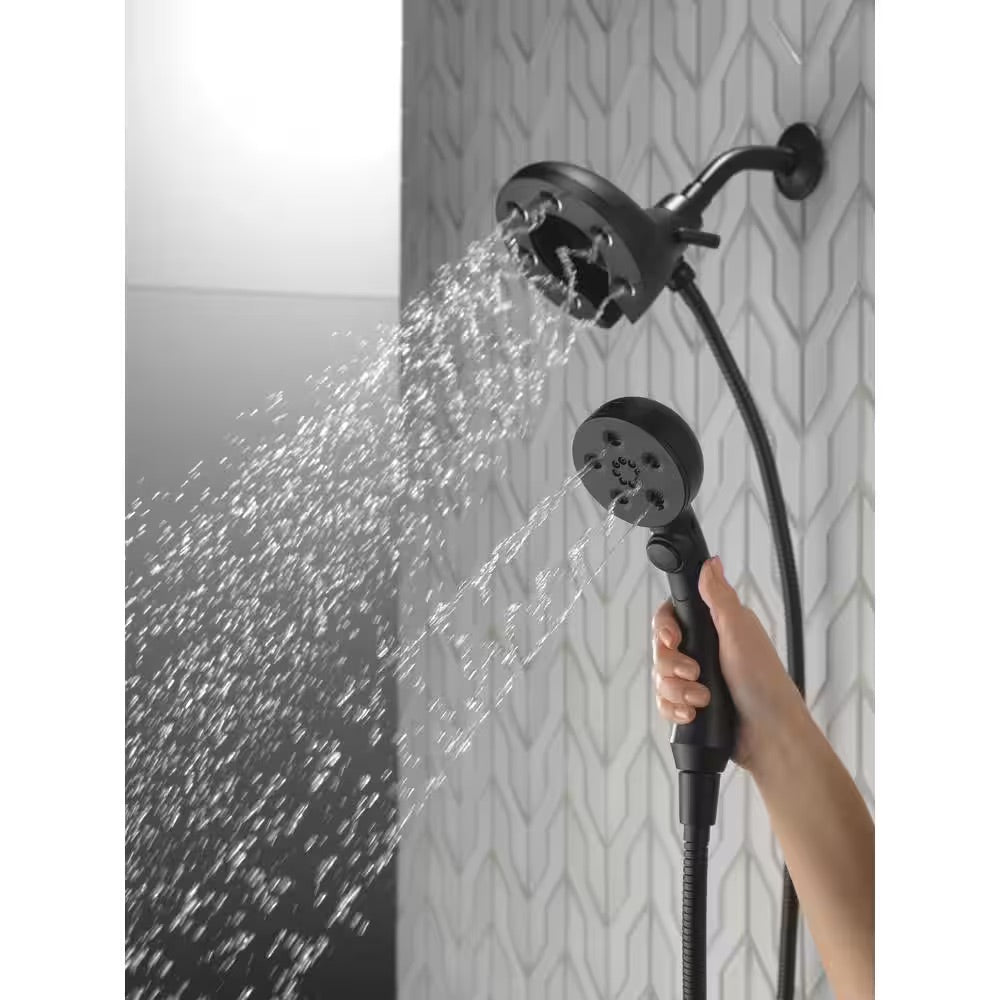 Delta In2ition 4-Spray Patterns 2.50 GPM 5.72 in. Wall Mount Dual Shower Heads in Matte Black