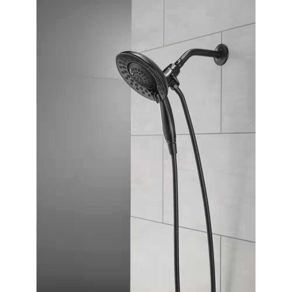 Delta In2ition 5-Spray Patterns 1.75 GPM 6.81 in. Wall Mount Dual Shower Heads in Matte Black