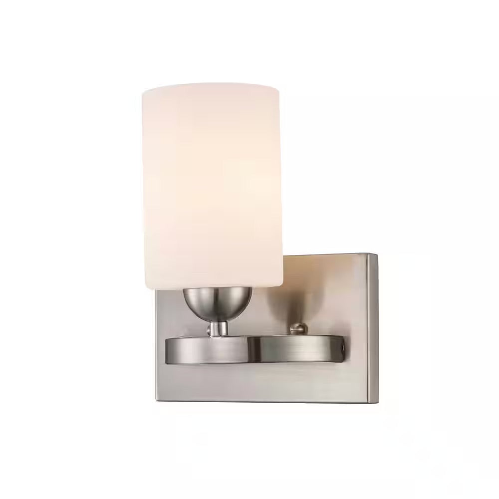 Bel Air Lighting Moonlight 1-Light Brushed Nickel Wall Sconce Light Fixture with Frosted Glass