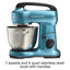 Hamilton Beach 4 Qt. 7-Speed Blue Stand Mixer with with Whisk, Dough Hook, Flat Beater Attachments