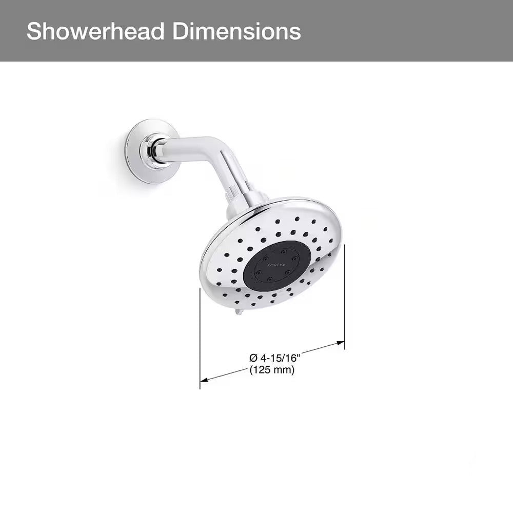 KOHLER Daisyfield 6-Spray Patterns with 1.75 GPM 4.94 in. Wall Mount Fixed Shower Head in Polished Chrome