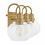 Home Decorators Collection Halyn 23 in. 3-Light Vintage Brass Bathroom Vanity Light with Clear Glass Shades