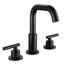 UKISHIRO Double Handle Three Hole Widespread Brass Rotatable Bathroom Faucet in Black
