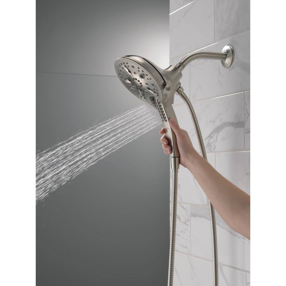 Delta In2ition 5-Spray Patterns 2.5 GPM 6.25 in. Wall Mount Dual Shower Heads in Lumicoat Stainless