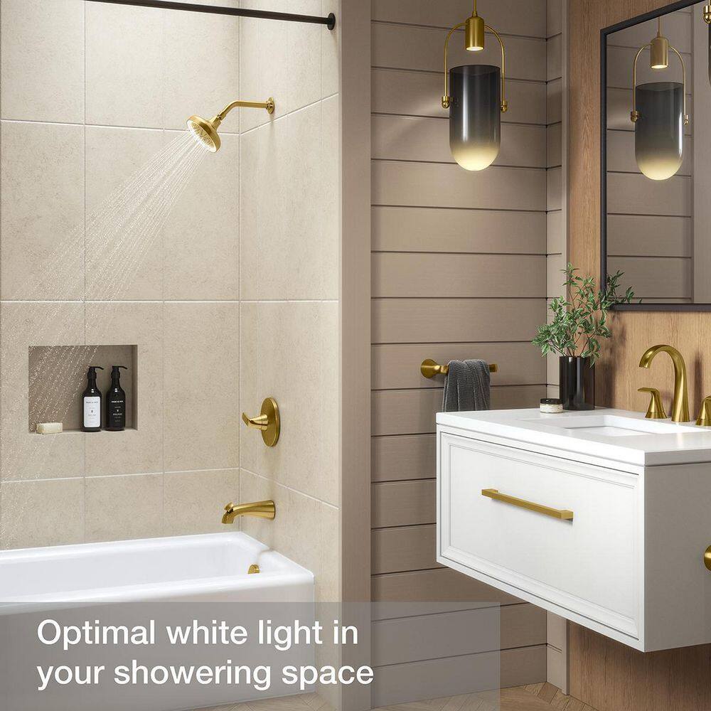 KOHLER Arise 1-Spray Pattern 5.6875 in. Lighted Wall Mount Fixed Shower Head in Vibrant Brushed Moderne Brass