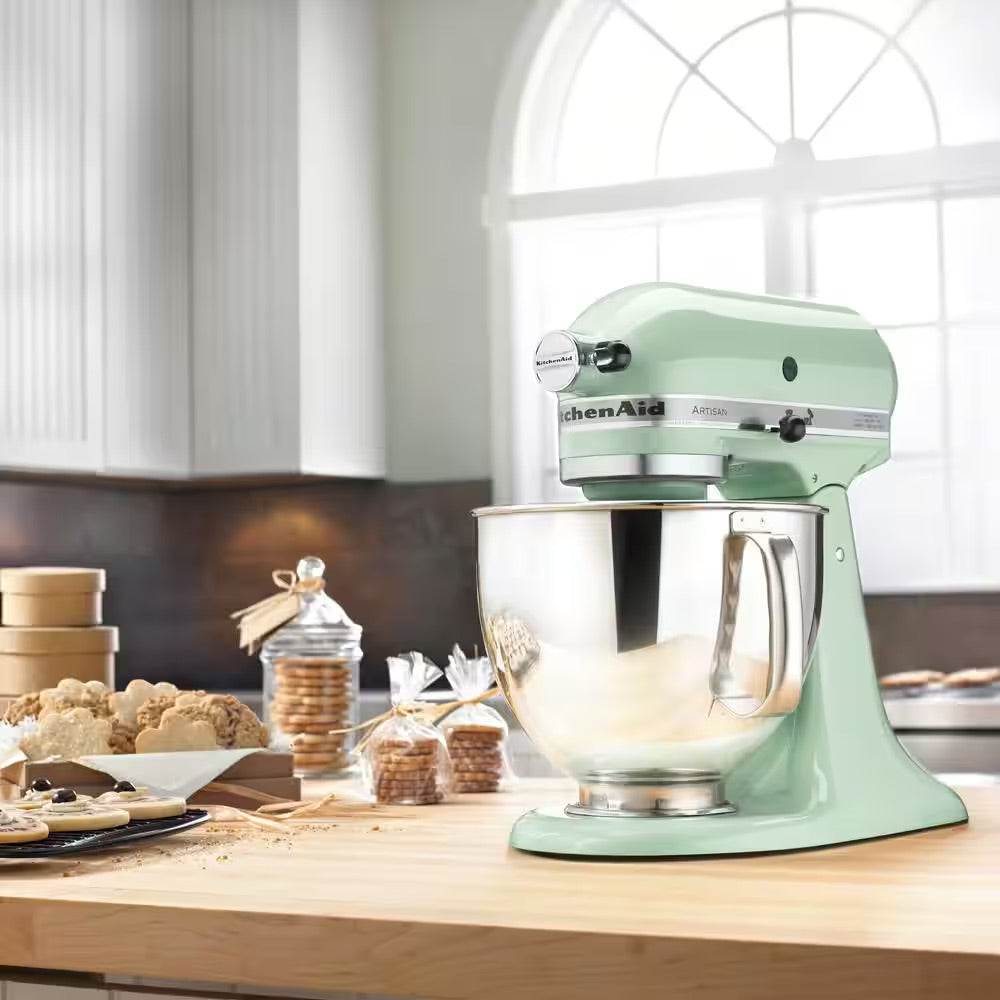 KitchenAid Artisan 5 Qt. 10-Speed Pistachio Green Stand Mixer with Flat Beater, Wire Whip and Dough Hook Attachments