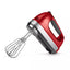 KitchenAid 9-Speed Candy Apple Red Hand Mixer with Beater and Whisk Attachments