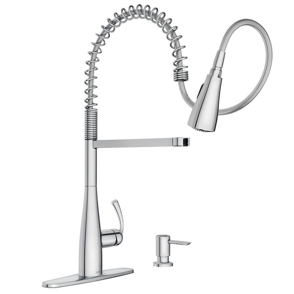 MOEN Essie Single-Handle Pre-Rinse Spring Pulldown Sprayer Kitchen Faucet with Power Clean in Chrome