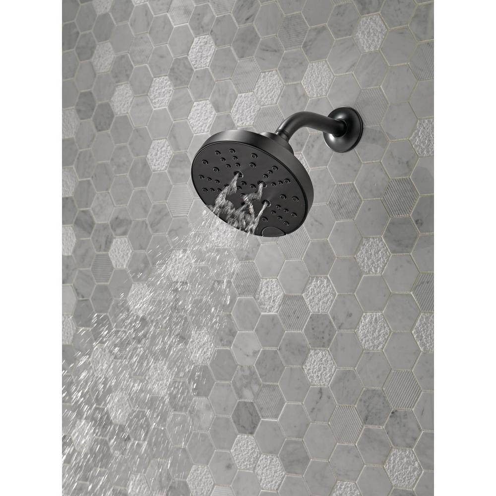 Delta Pivotal 5-Spray Patterns 1.75 GPM 6 in. Wall Mount Fixed Shower Head with H2Okinetic in Matte Black