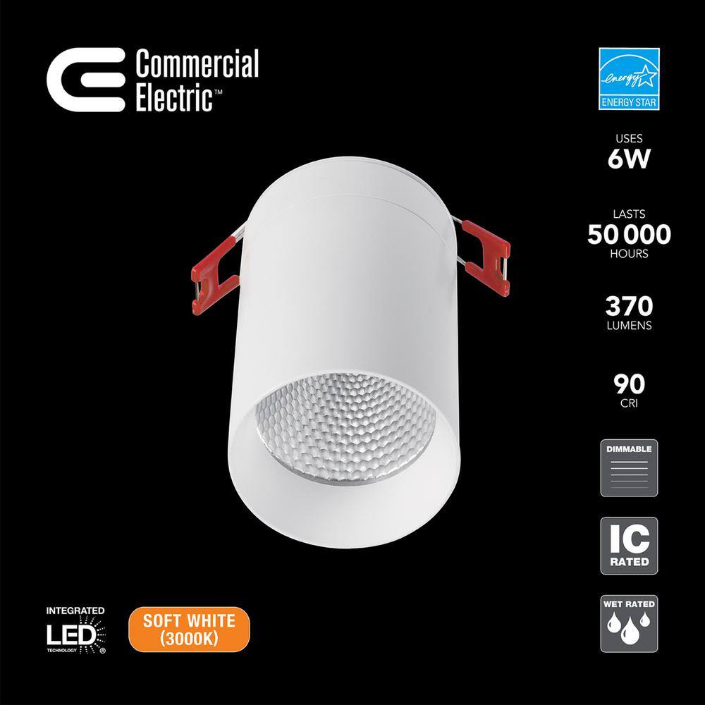 Commercial Electric 3 in. White Adjustable Cylinder LED Integrated Trackless Recessed Lighting Kit