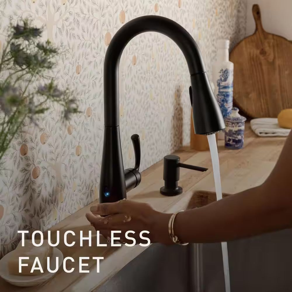 MOEN Sleek Touchless Single-Handle Pull-Down Sprayer Kitchen Faucet with MotionSense Wave in Black Stainless