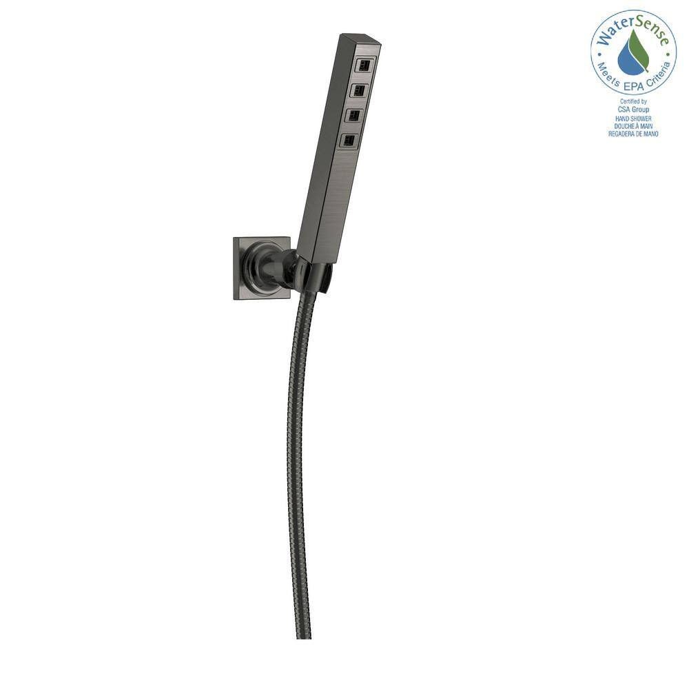 Delta 1-Spray Patterns 1.75 GPM 1.38 in. Wall Mount Handheld Shower Head with H2Okinetic in Lumicoat Black Stainless