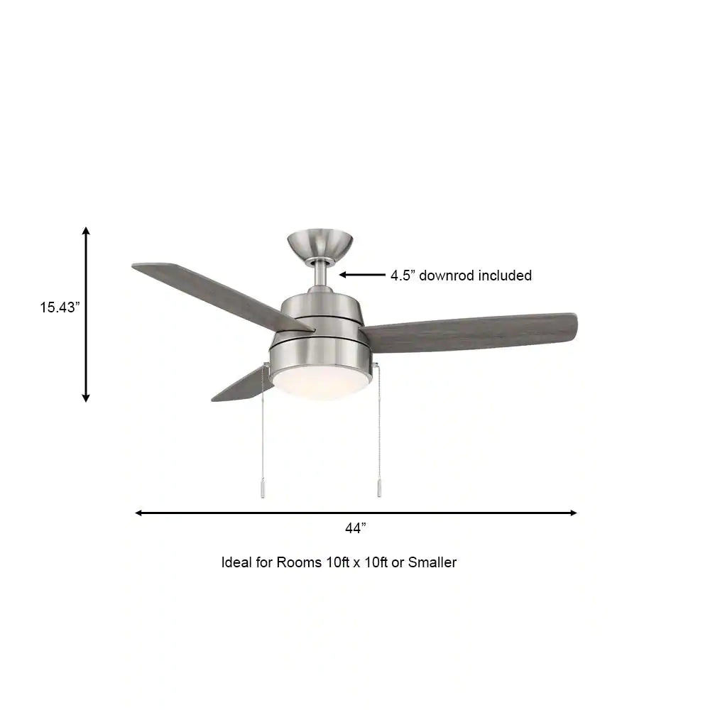 Hampton Bay Caprice 44 in. Integrated LED Indoor Brushed Nickel Ceiling Fan with Light Kit
