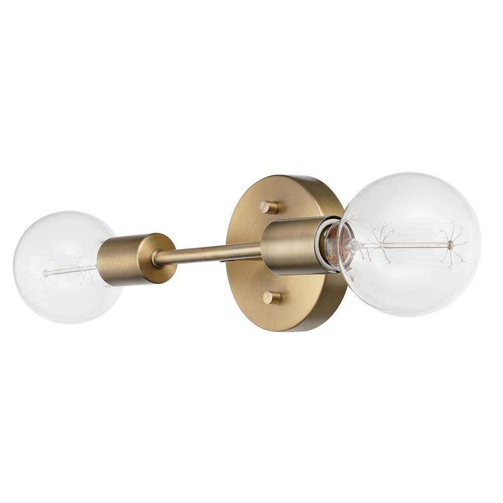 Globe Electric Alexandria 2-Light Matte Brass Reversible Vanity Light