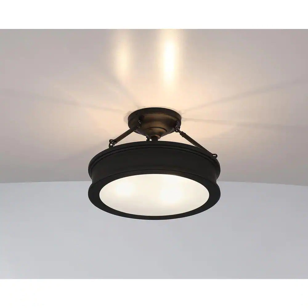 Home Decorators Collection Grafton 15 in. 3-Light Coal Semi-Flush Mount Ceiling Light