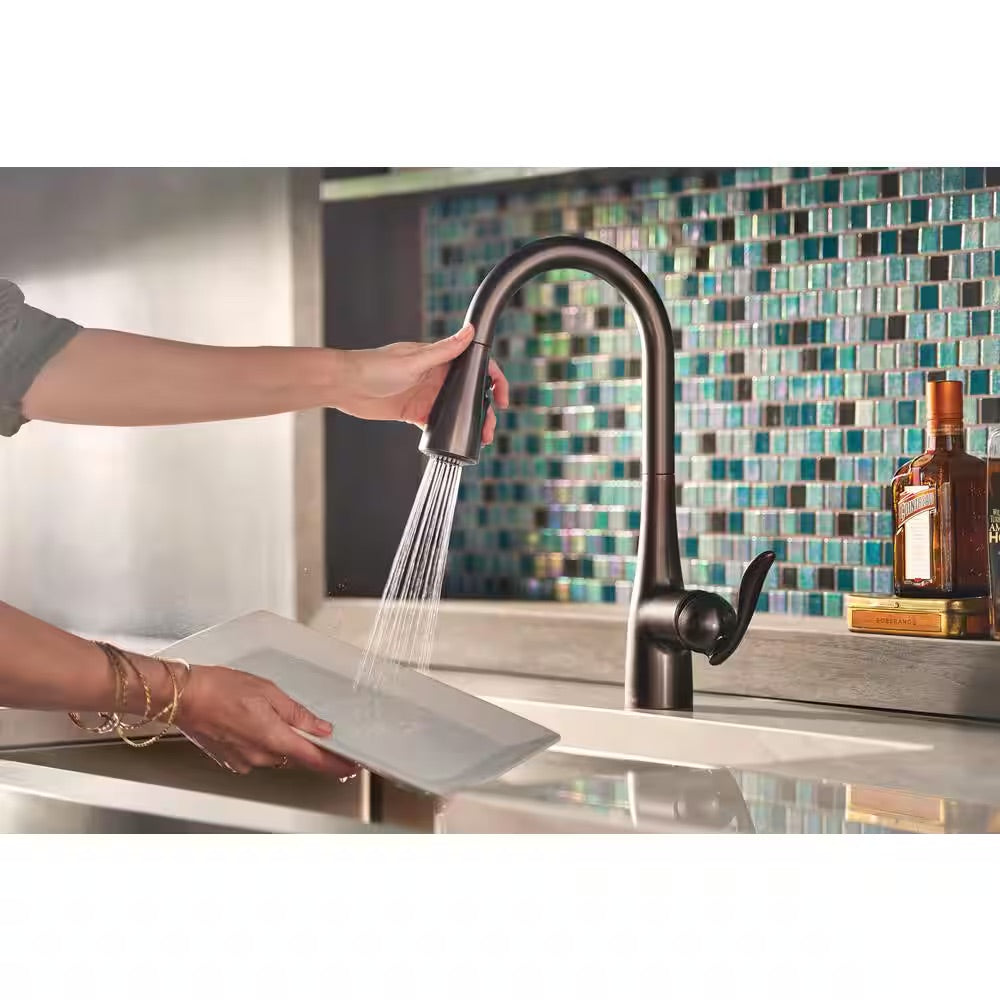 MOEN Arbor Single-Handle Pull-Down Sprayer Kitchen Faucet with Power Boost in Oil Rubbed Bronze