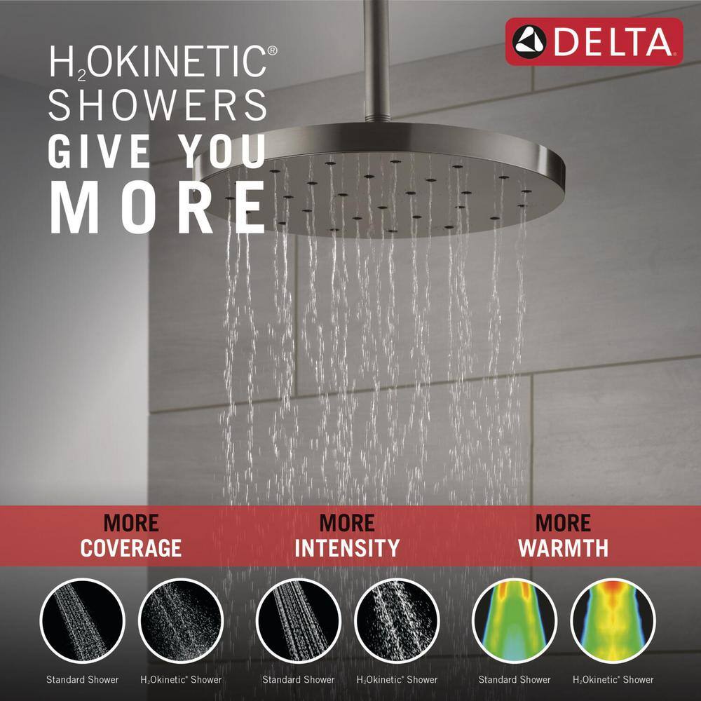Delta 1-Spray Patterns 1.75 GPM 12 in. Wall Mount Fixed Shower Head with H2Okinetic in Lumicoat Black Stainless
