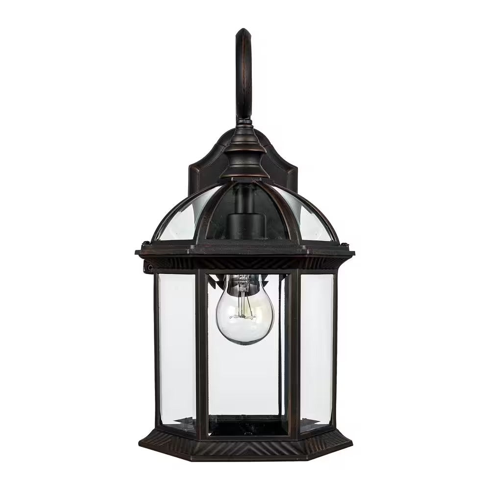 Bel Air Lighting Wentworth 1-Light Small Rust Outdoor Wall Light Sconce Lantern with Clear Glass