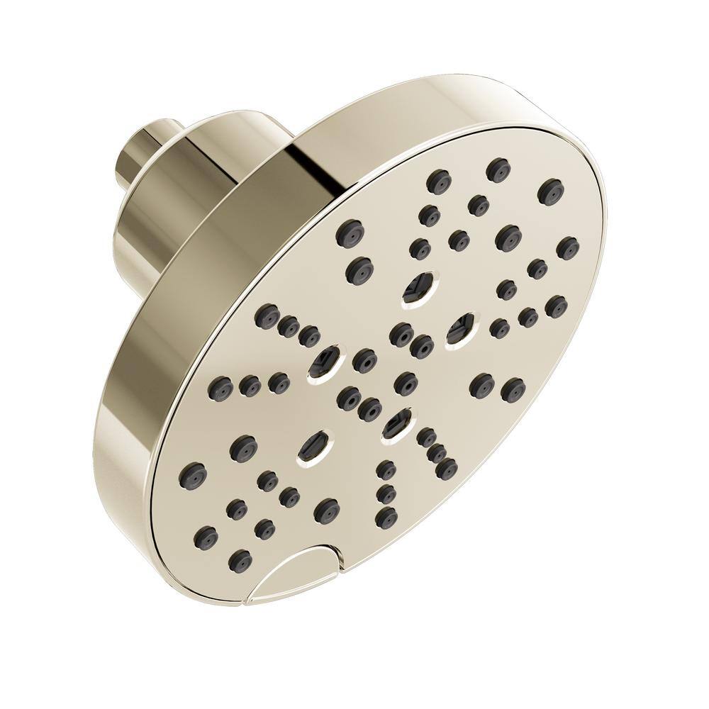 Delta Pivotal 5-Spray Patterns 1.75 GPM 6 in. Wall Mount Fixed Shower Head with H2Okinetic in Lumicoat Polished Nickel