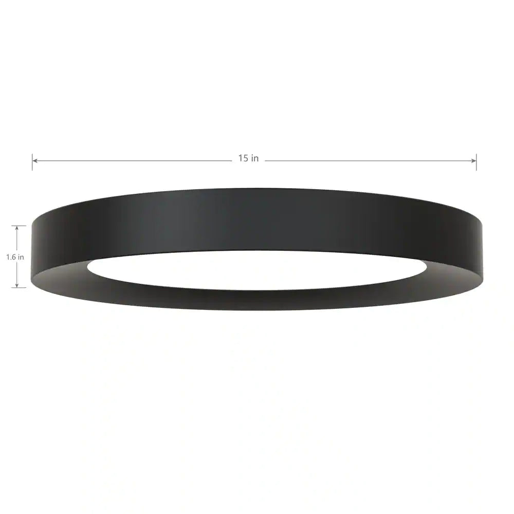 Home Decorators Collection Calloway 15 in. Matte Black Selectable LED Flush Mount