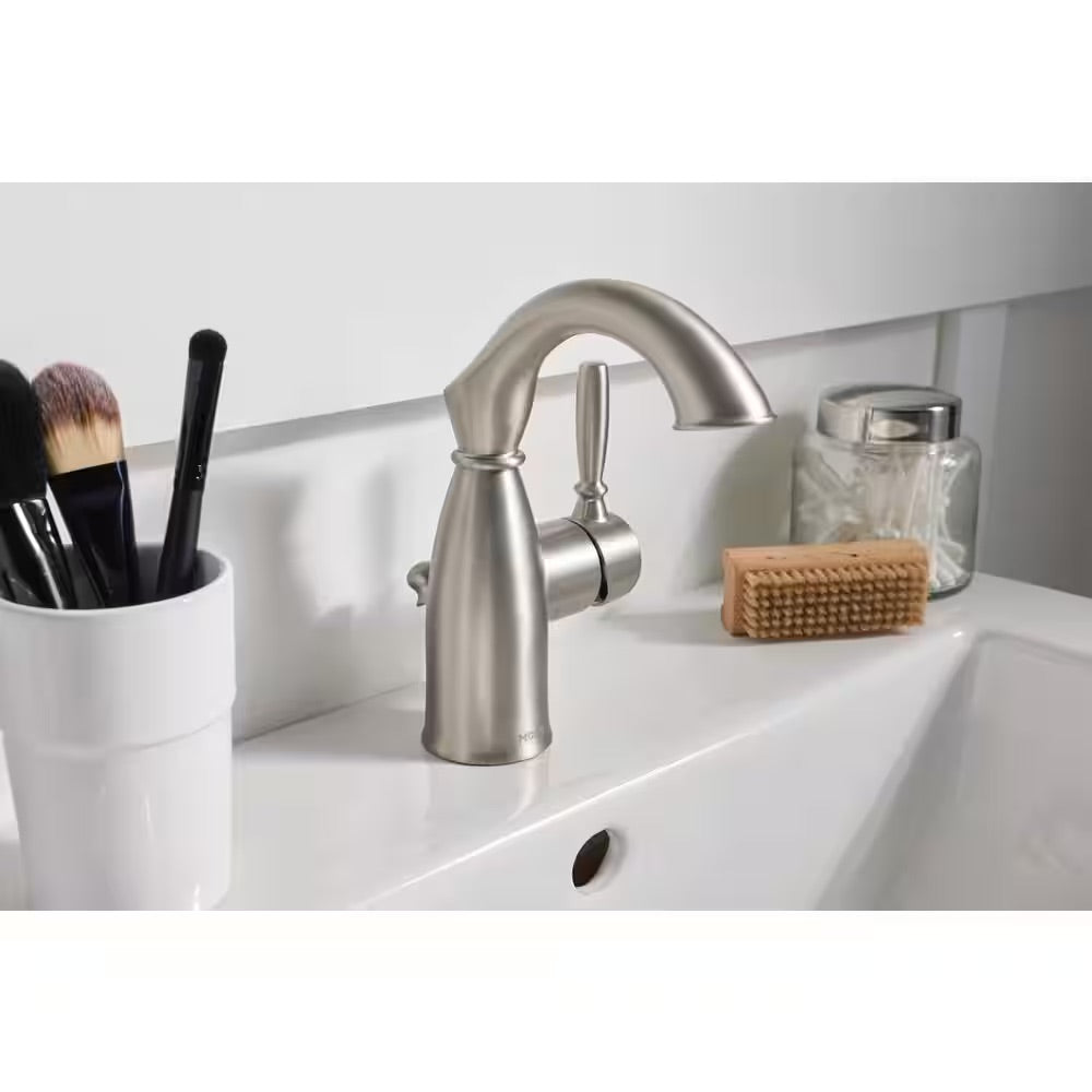 MOEN Sarona Single Hole Single-Handle Bathroom Faucet in Spot Resist Brushed Nickel