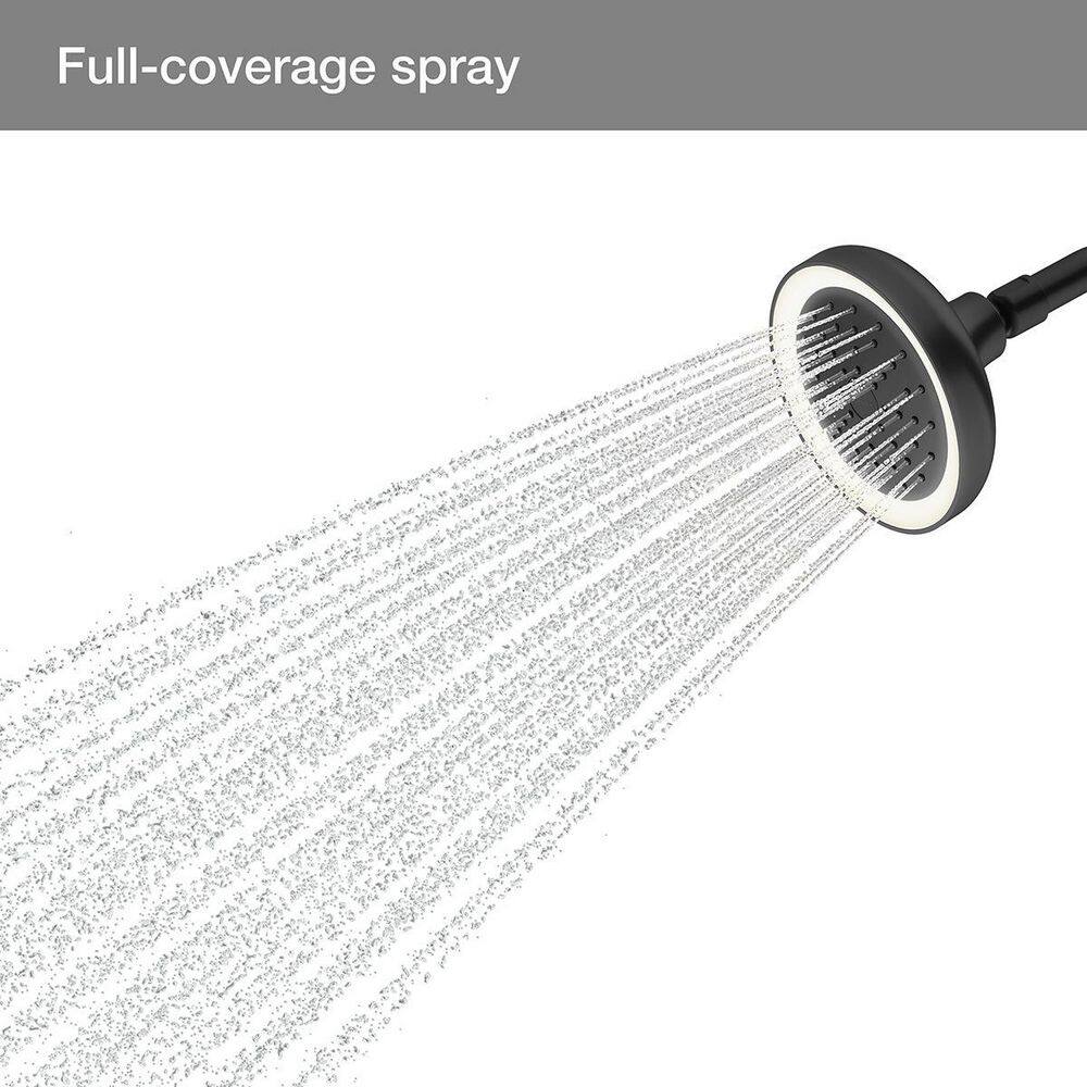 KOHLER Arise 1-Spray Pattern 5.6875 in. Lighted Wall Mount Fixed Shower Head in Matte Black