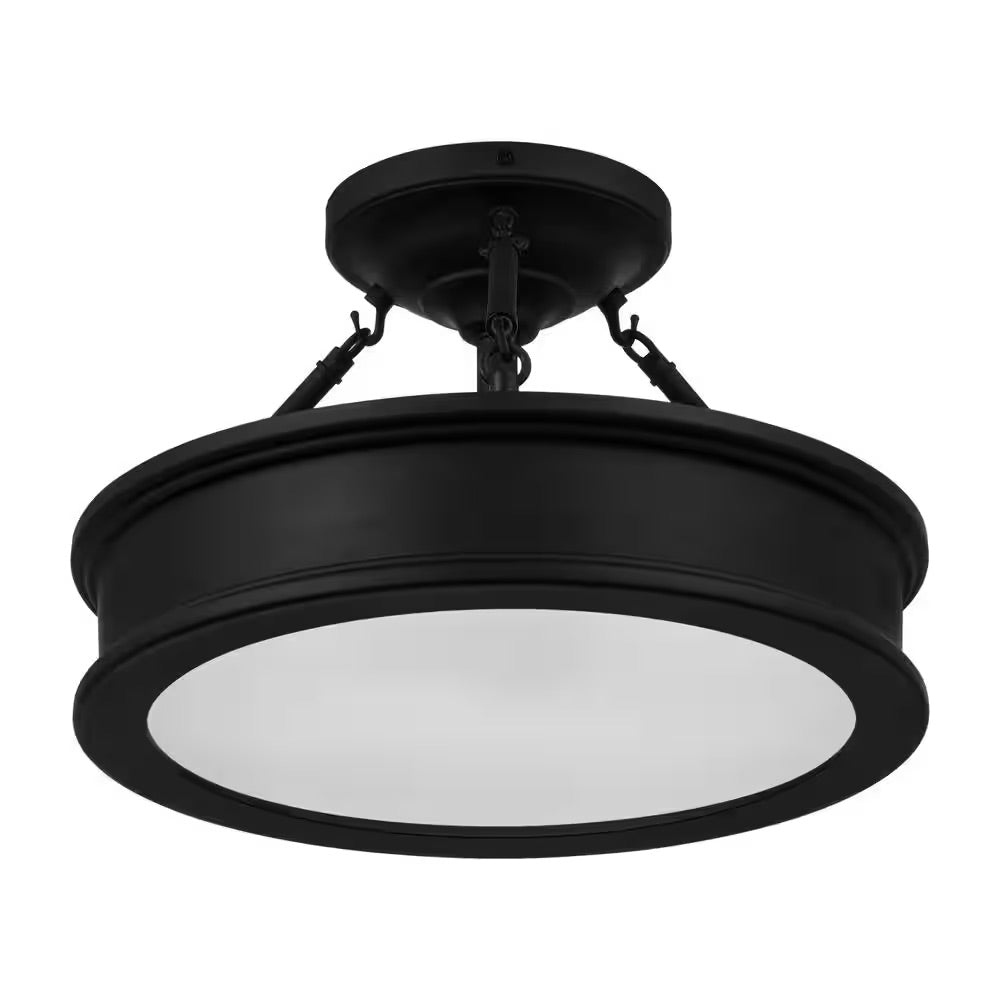 Home Decorators Collection Grafton 15 in. 3-Light Coal Semi-Flush Mount Ceiling Light