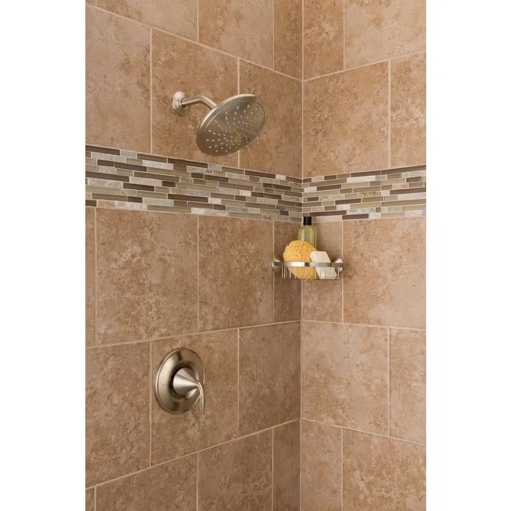 MOEN Eva Posi-Temp Rain Shower Single-Handle Shower Only Faucet Trim Kit in Brushed Nickel (Valve Not Included)
