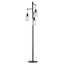 Merra 65 in. Black Industrial Floor Lamp with Hanging Glass Shades 3-Light