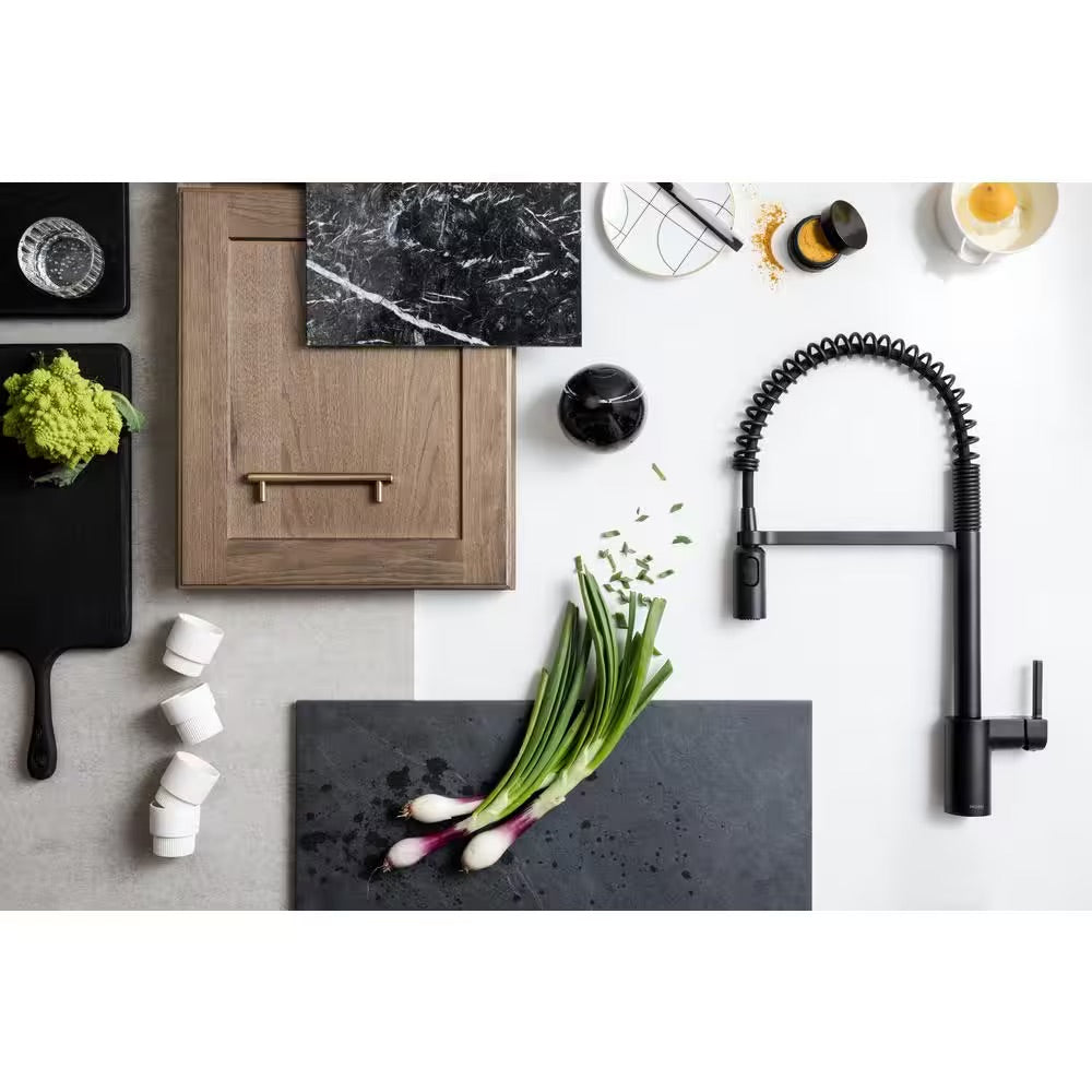 MOEN Align 1-Handle Pre-Rinse Spring Pulldown Kitchen Faucet with MotionSense Wave and Power Clean in Matte Black