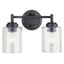 KICHLER Winslow 12.75 in. 2-Light Black Bathroom Vanity Light with Clear Seeded Glass