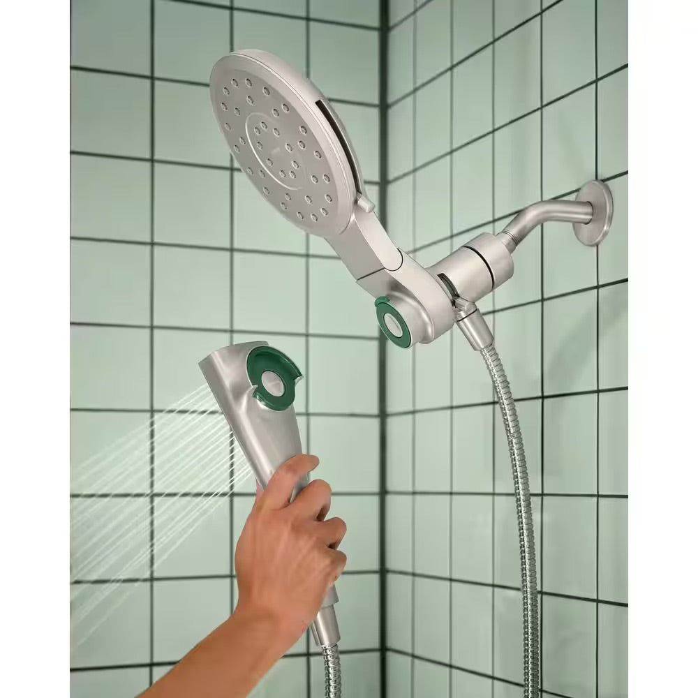 MOEN Verso 8-Spray Patterns with 1.75 GPM 7 in. Wall Mount Dual Shower Heads with Infiniti Dial in Spot Resist Brushed Nickel