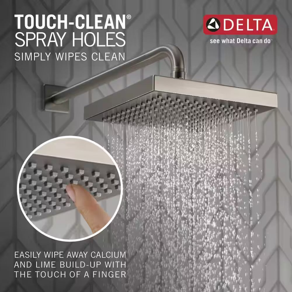 Delta 1-Spray Patterns 1.75 GPM 8 in. Wall Mount Fixed Shower Head in Stainless