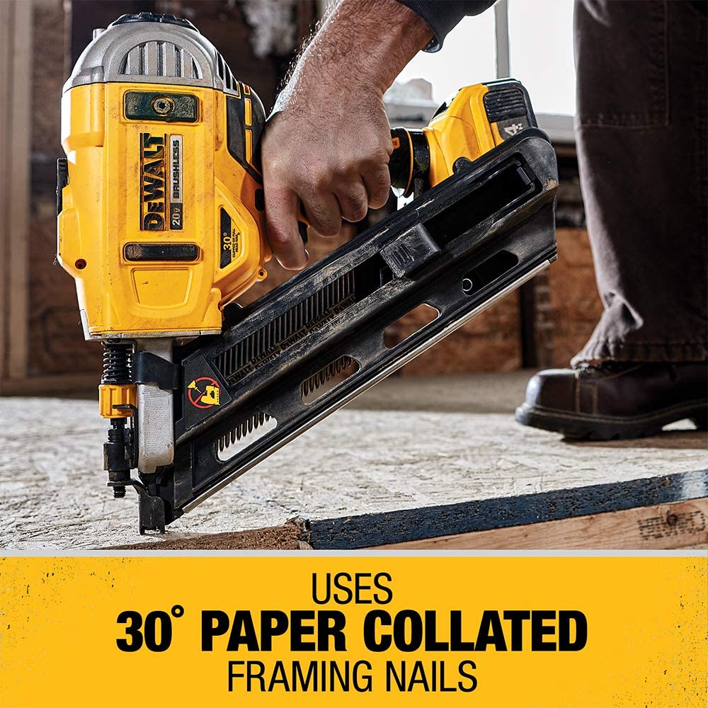 DEWALT 20V MAX Lithium-Ion Cordless Brushless 2-Speed 30° Paper Collated Framing Nailer with 4.0Ah Battery and Charger