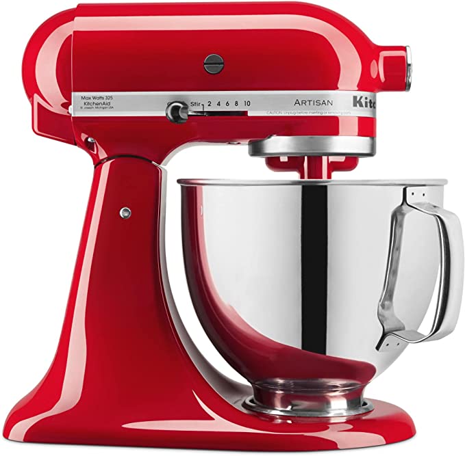 KitchenAid Artisan 5 Qt. 10-Speed Empire Red Stand Mixer with Flat Beater, 6-Wire Whip and Dough Hook Attachments