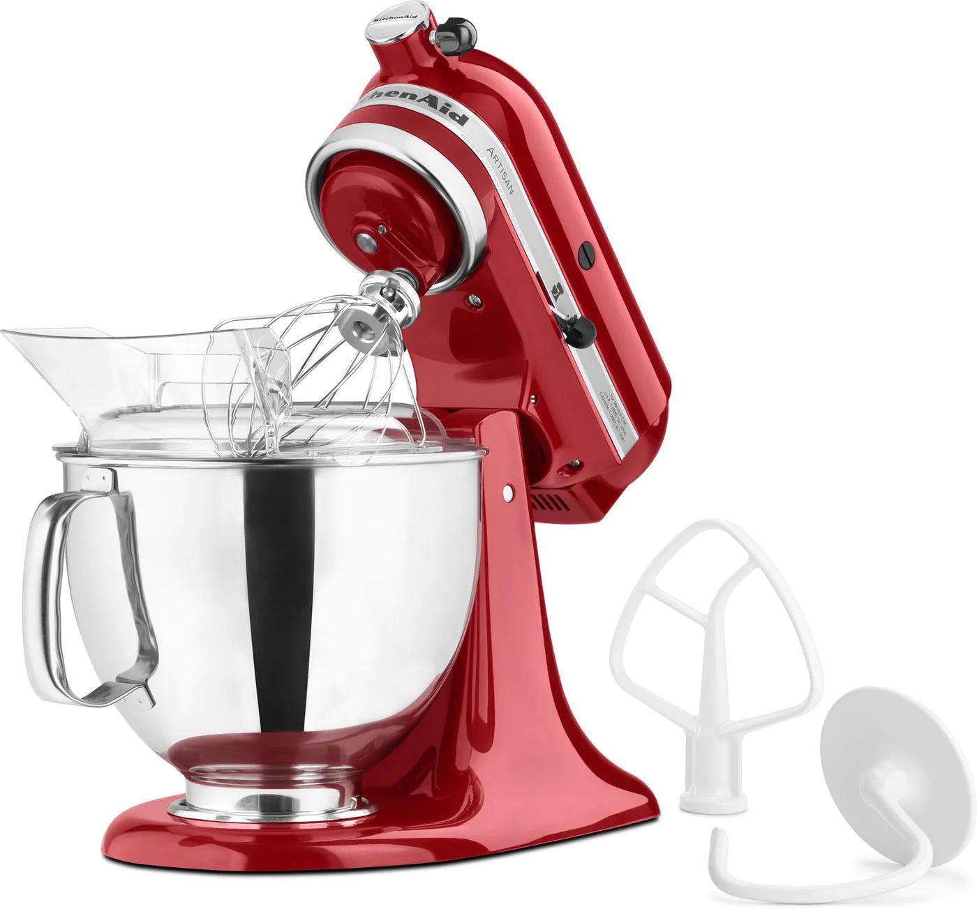 KitchenAid Artisan 5 Qt. 10-Speed Empire Red Stand Mixer with Flat Beater, 6-Wire Whip and Dough Hook Attachments