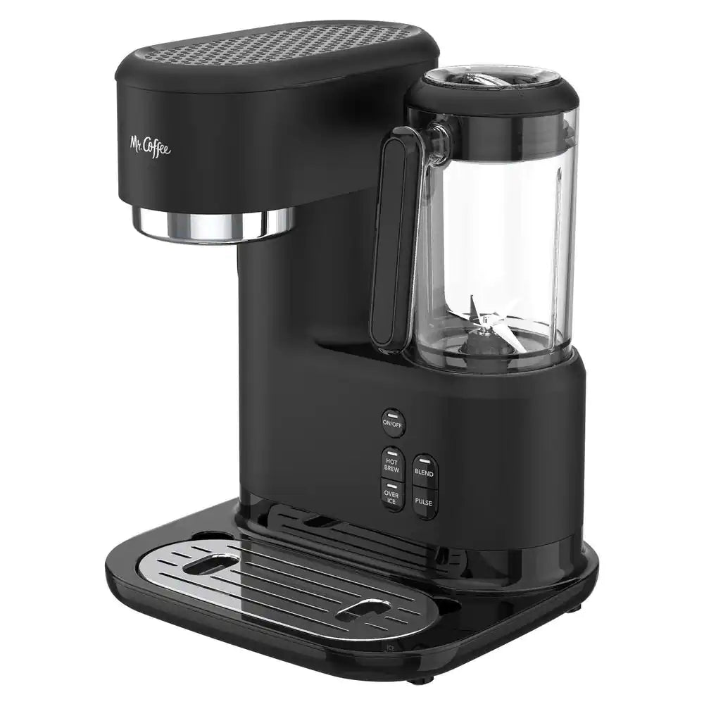 Mr. Coffee 2-Cup Black Single-Serve Iced and Hot Coffee Maker and Blender with 2 Tumblers