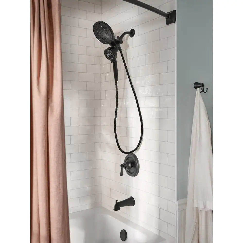 MOEN Brecklyn Single-Handle 6-Spray Tub and Shower Faucet with Magnetix Rainshower Combo in Matte Black